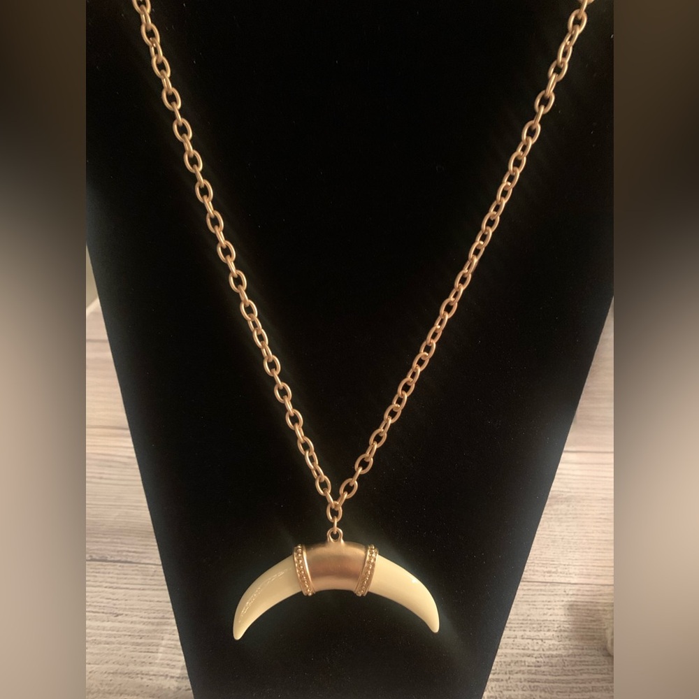 Cream Crescent Pendant Western Chic Necklace